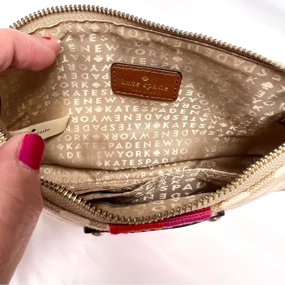 Kate Spade Classic Monogram Linet Wristlet Stucco Clutch Purse - Picture 7 of 8